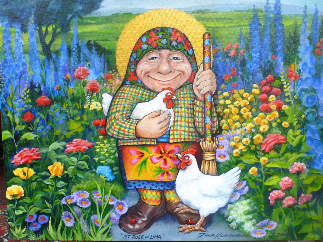 St Rose of Lima - Helps gardeners produce glorious blooms and keeps insects at bay.